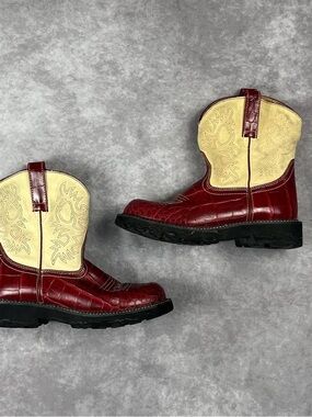 [313] Ariat Fat Baby Red Alligator Print Cowgirl Western Boot